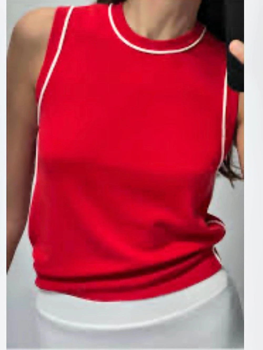Zara Red & White Sleeveless Tank